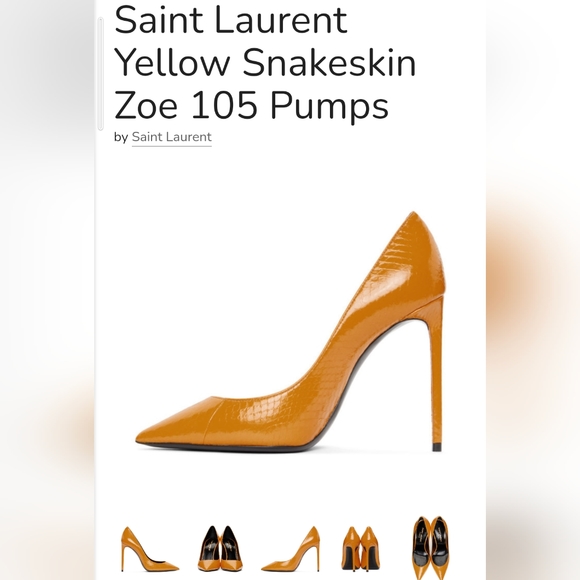 SAINT LAURENT Zoe 105 Croc Snakeskin Embossed Leather Pump 38 Yellow Cream + Box - Picture 2 of 11